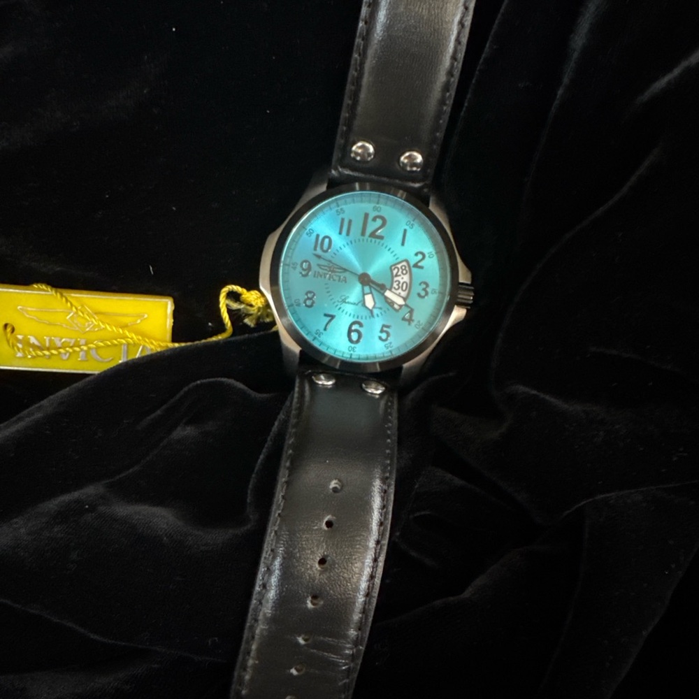 Invicta Men's Watch with Blue Dial and Black Strap